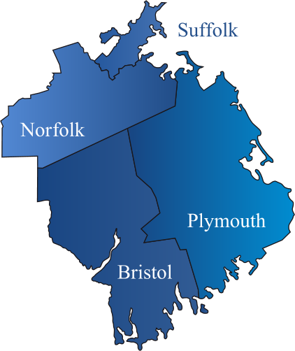 Plymouth, Bristol, Norfolk, and Suffolk county